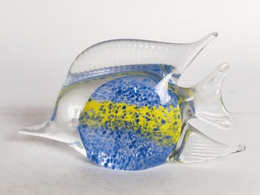Vintage Murano Italy Blue/Yellow Glass Fish
