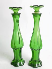 Pr. of Avon Emerald Green Glass Bud Vases