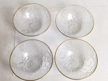 (4) Vintage Indonesia Crystal Gold Rim Bowl