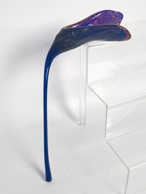 Vintage Cobalt Blue with Splatter Color Glass Flow