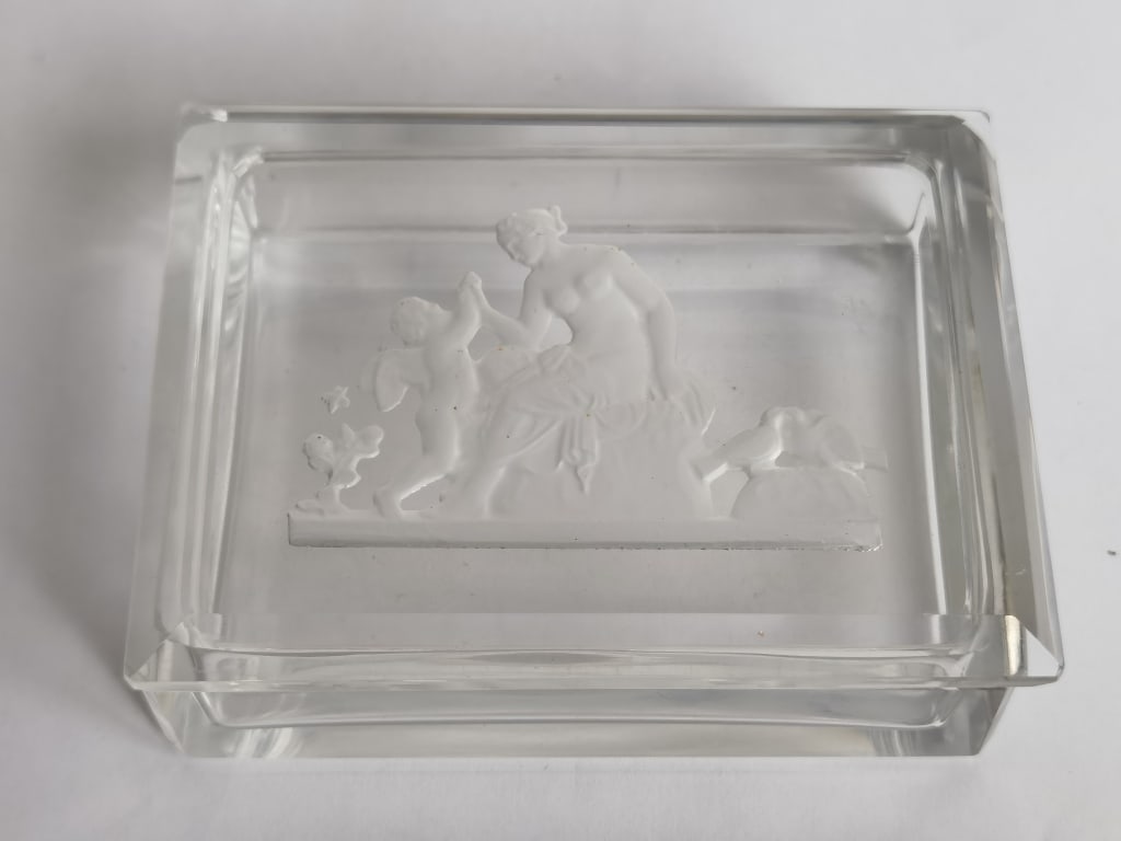 Vintage Bohemian Art Deco Curt Schlevogt Crystal Box: Vintage Bohemian Art Deco Curt Schlevogt Crystal Box, 1.75in by 4.5in