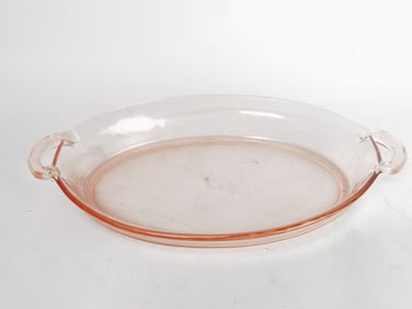 Vintage Pink Depression Glass Handled Dish