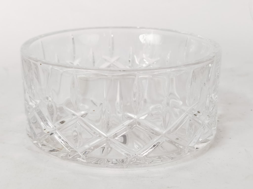 Unmarked Waterford Style Crystal Wine Coaster: Unmarked Waterford Style Crystal Wine Coaster, 2.5in by 5in