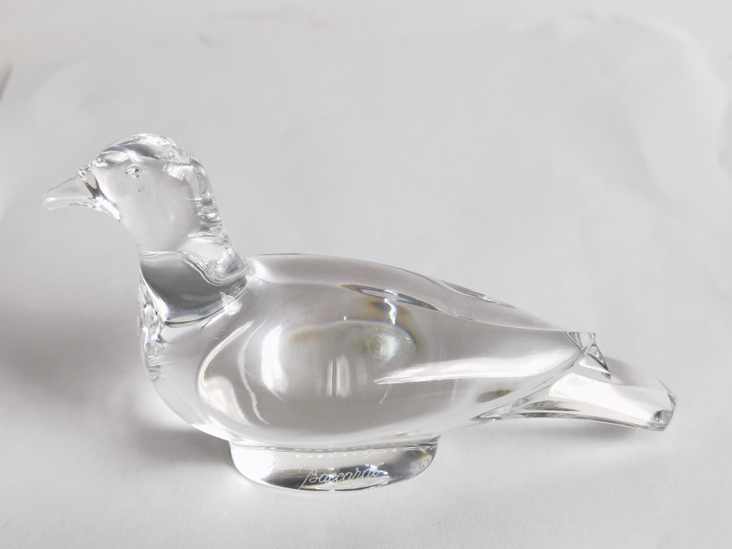 Vintage Baccarat France Crystal Bird: Vintage Baccarat France Crystal Bird, 3in by 5.25in