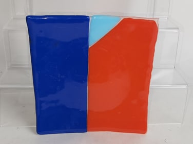 Vintage Color Block Art Glass Plate