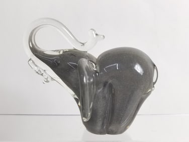 Vintage Murano Italy Gray Art Glass Elephant