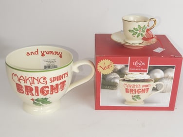 Lenox Porcelain Holiday Coffee and Cake Mugs