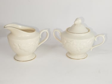 Lenox Porcelain Sugar Bowl and Creamer