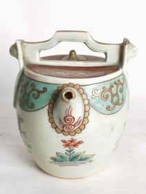 19th C. Japanese Porcelain Drum Teapot