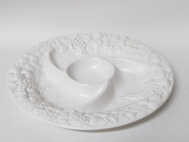 Large Vintage Porcelain Majolica Dip Plate