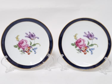 Pr. of Vintage JKW West Germany Porcelain Floral Plates