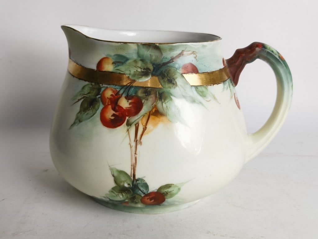 Antique Limoges France Porcelain Pitcher: Antique Limoges France Porcelain Pitcher, 6.5in by 9.5in