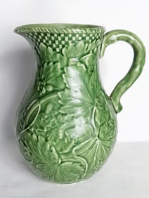 Vintage Bordallo Pinheiro Porcelain Green Vines Pitcher