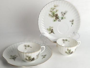 Pr. of Vintage Celebrate China Pine Cone Snack Set
