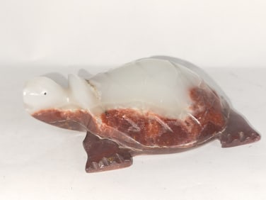 Vintage Red/White Onyx Carved Turtle