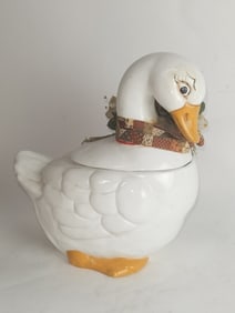 Vintage Porcelain Duck Cookie Jar