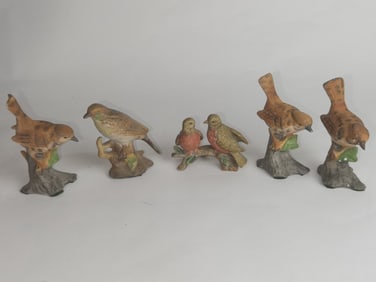 (5) Vintage Porcelain Bird Figurines
