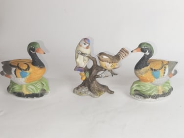 (3) Vintage Porcelain Bird Figurines