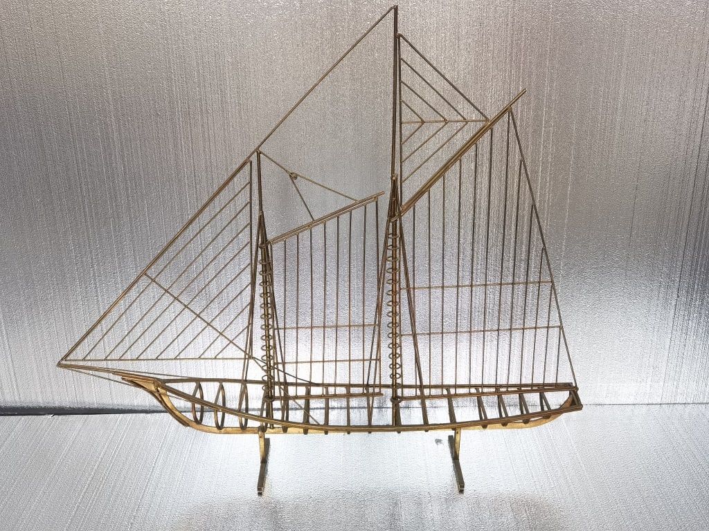 Vintage Curtis Jere Brass Skeleton Sailboat (1 of 4)