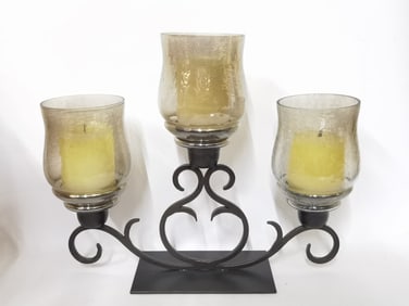 Bronze Three Light Flare Scroll Hurricane