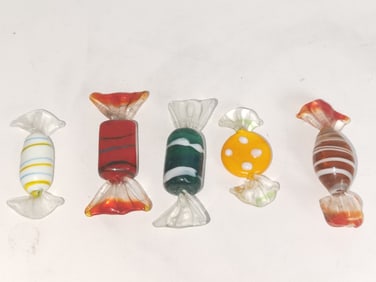 (5) Vintage Murano Italy Art Glass Candies