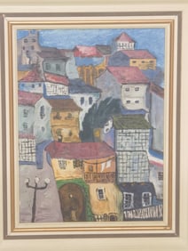 Vintage Buildings Oil Painting on Canvas