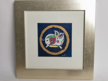 Vintage Pig Art, Signed