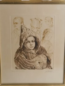 Vintage E. Valet Portrait Practice Lithograph