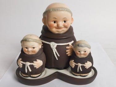 Vintage Goebel Porcelain Friar Tuck Condiment Set