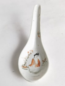 19-20th C. Chinese Porcelain Famille Rose Spoon