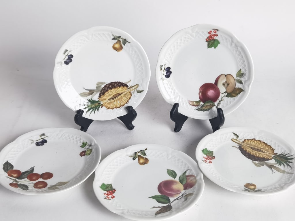 (5) Lourioux France Porcelain Fruits Plates (1 of 5)