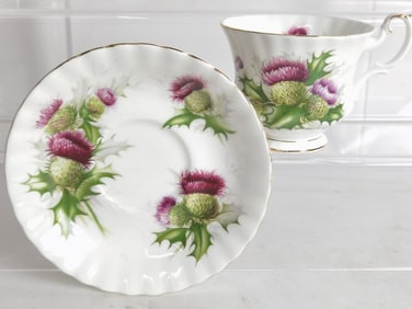 Vintage Royal Albert Highland Thistle Cup Set