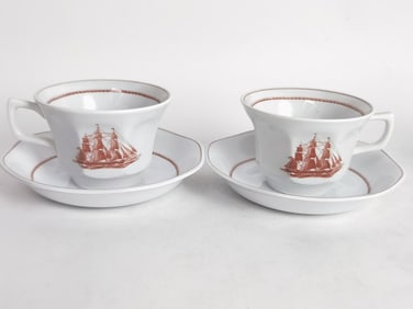 (2) Wedgwood Porcelain Flying Cloud Tea Cups