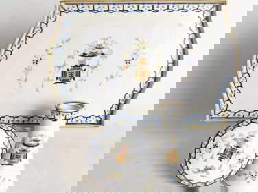 Antique Nippon Porcelain Hand Painted Gold Trim Tray Set