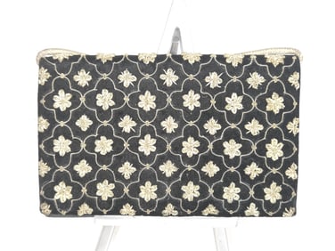 Vintage Zari Black Velvet Embroidered Clutch