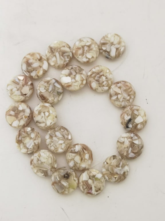 Group of Mother-of-Pearl Beads: Group of Mother-of-Pearl Beads, 0.75in