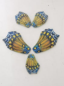 Group of Butterfly Wing Hand Painted Pendants