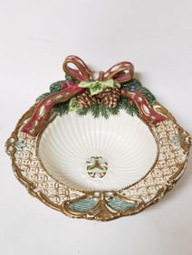 Vintage Fitz & Floyd Porcelain Christmas Garland Bowl