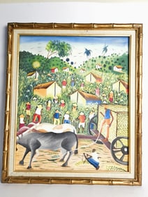 Countryside Oil Painting on Canvas, Signed Michel