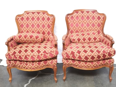 Pr. of Highland House Carved French Style Armchair