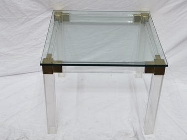 Vintage Hollywood Regency Lucite and Brass Side Ta