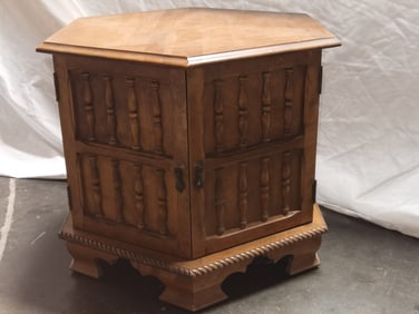 Vintage Hexagonal Wood Night Stand