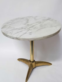 Antique Art Deco Petite Marble and Brass Side Tabl