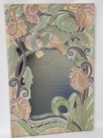 Vintage Painted Wood Carved Hanging Mirror