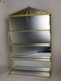 Vintage Franklin Mint Gold Mirrored Table Top Glas