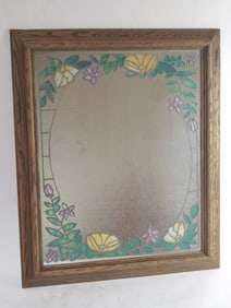 Vintage Floral Etched Frosted Mirror