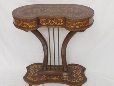 Late 19th C. Italian Mahogany Marquetry Side Table