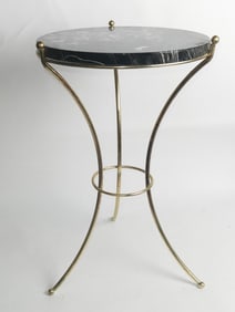 Vintage 20th C. Marble Top Bronze Pedestal Side Ta