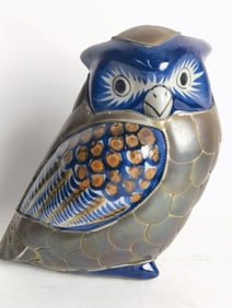 Large Vintage Tolana Folk Art Pottery Owl