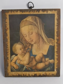 Vintage Madonna and Child Printed Wall Plaque